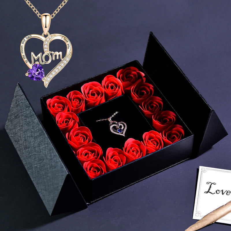 Gifts for Women Jewelry Pendant Necklace /w Soap Eternal Rose Gift Box Mother's Day Necklace Jewelry Wedding Anniversary Gifts Good Vibrations