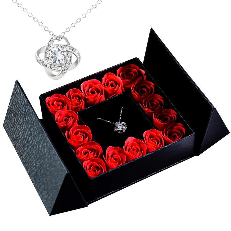 Gifts for Women Jewelry Pendant Necklace /w Soap Eternal Rose Gift Box Mother's Day Necklace Jewelry Wedding Anniversary Gifts Good Vibrations