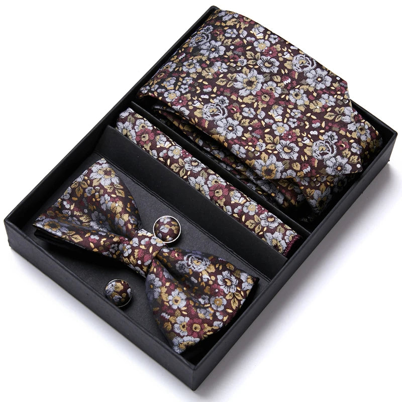 Tie For Men Formal Dress Tuxedo NeckTie Handkerchief Bow Tie Set PlaisyParty Groom Wedding Butterfly Bowtie In Box Good Vibrations