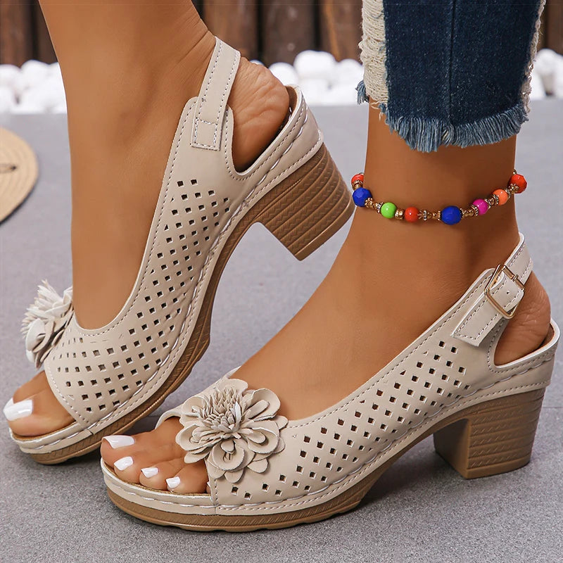 Women's Sandals Sweet Heels Sandals Summer Woman Shoes Fashion Heeled Sandalias Mujer Elegant Shoes Summer Footwear Women 2025 Good Vibrations
