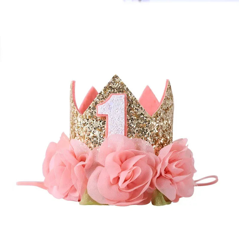 One Year Old Birthday Party Decor Pink Crown Hat Rose Princess Theme Parti Supplies Happy 1st Girls Favor Birthday Party Decor Good Vibrations