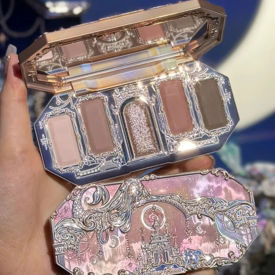 Flower Knows Moonlight Mermaid Eyeshadow Delicate Matte Glow Shimmer Chameleon Waterproof 5 Color Glitter Eye Shadow Palette Good Vibrations