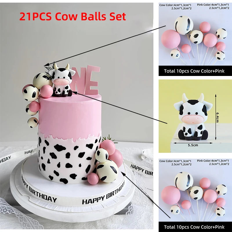 Farm Series Cake Topper Lambs Ponies Piglets Chickens Ducks Haystacks for Children's One Year Old Birthday Party Cake Decoration Good Vibrations