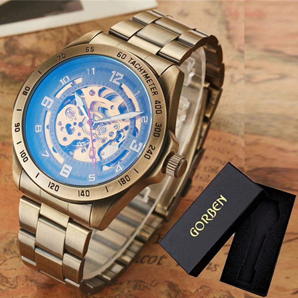 Wrist Watch For Men Waterproof Automatic Mechanical Watch Men's watch Retro montre homme with Genuine Leather relogio masculino Good Vibrations