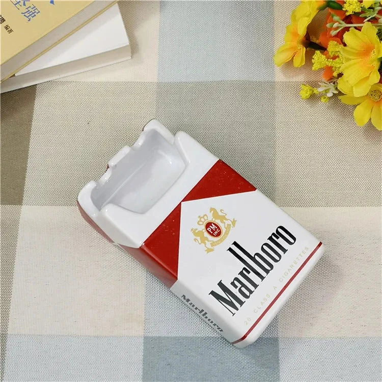 New Style European Cartoon Marlboro Cigarette Box Creative Ceramic Ashtray Household Trend Retro Personality Small Smoke Tray Good Vibrations