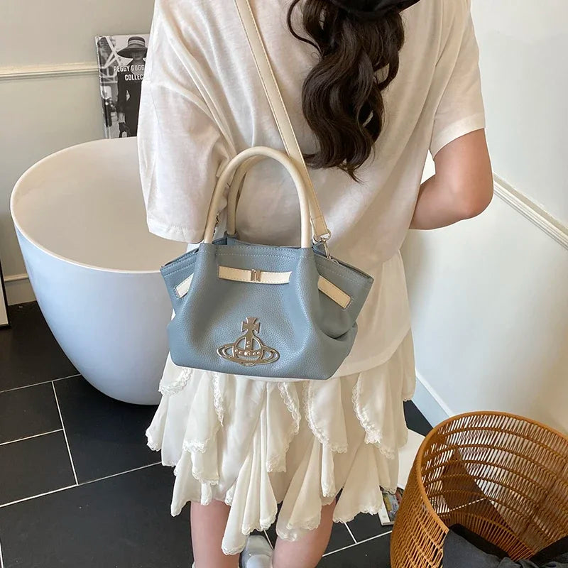 Classic Designer Paris Fashion Tote Messenger Purse Shopper Bag Elegant Leather Solid Color Commuter Good Vibrations