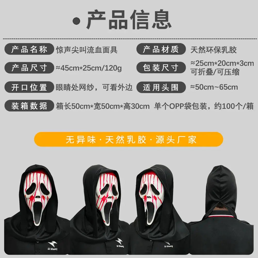 Screaming, Terrifying, Bloody Headset, Makeup Ball, Skull, Ghost Face Mask, Halloween Party, Mock Prop Good Vibrations
