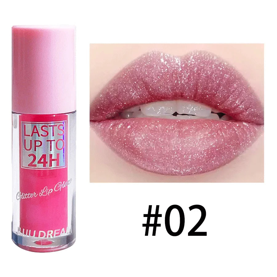 Flowing light Glitter Lip Glaze Long Lasting Lip Gloss Waterproof Liquid Lipstick Makeup Lip Oil Lip Tint Moisturizing Good Vibrations