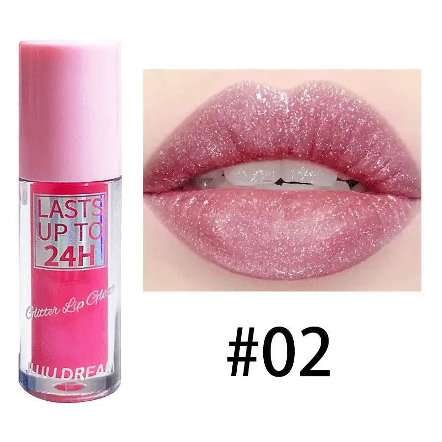 Flowing light Glitter Lip Glaze Long Lasting Lip Gloss Waterproof Liquid Lipstick Makeup Lip Oil Lip Tint Moisturizing Good Vibrations