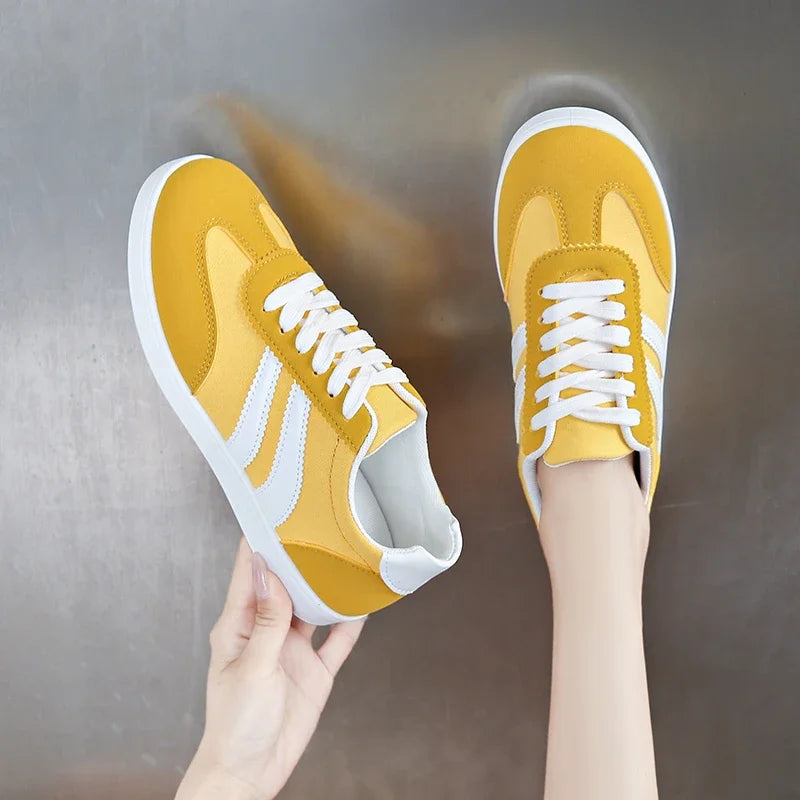 Women Tennis Sneakers Flats Ladies Fashion Mixed Colors Lace-up Vulcanized Shoes Spring Autumn Woman Outdoor Trainers Footwear Good Vibrations