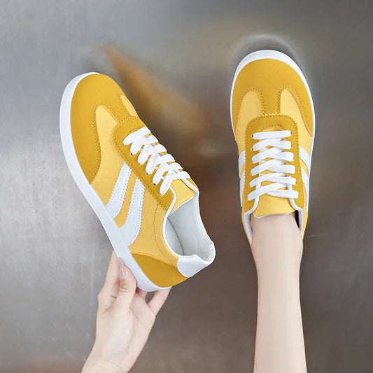 Women Tennis Sneakers Flats Ladies Fashion Mixed Colors Lace-up Vulcanized Shoes Spring Autumn Woman Outdoor Trainers Footwear Good Vibrations