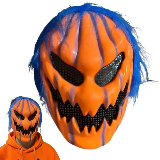 Realistic Halloween Pumpkin Mask Creativity Orange Pumpkin Full Face Mask Funny Elastic Scary Ghost Headgear Good Vibrations