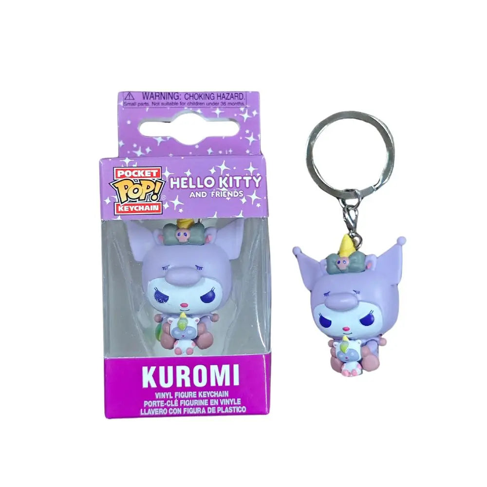 My Melody Kuromi With Baku Keychain Toy Hello Kitty Pochacco Devil Kuromi Pocket Pop Keychain Collectible Model Toys Good Vibrations