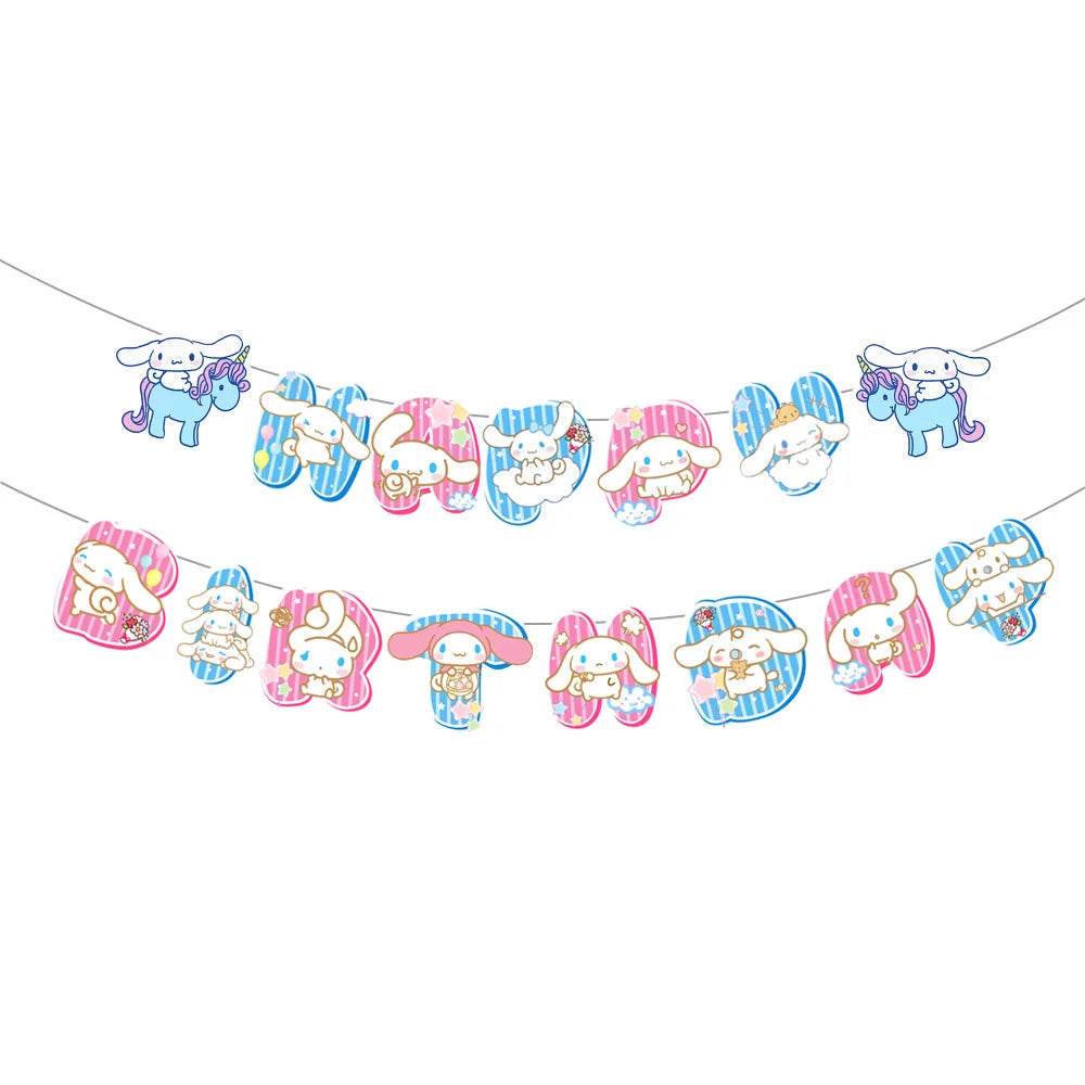 Cinnamorolls Birthday Party Decoration Tableware Set Balloons Cup Plate Banner for Kids Party Favors Baby Shower Supplies Good Vibrations
