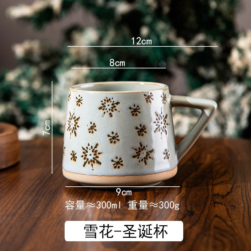 300ml Christmas Gift Creamic Mug Milk Water Cup Breastfast Coffee Mugs Office School Mugs for Drink Holiday Kitchen Drinkware Good Vibrations