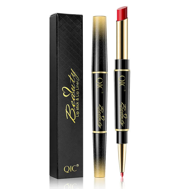 2 IN 1 Lip Liner Waterproof Nude Matte Lipstick Pencil Sexy Red Long Lasting Double Ended Lipliner Makeup Cosmetics For Women Good Vibrations