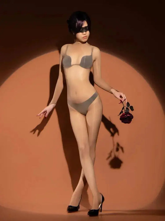 Shiny High Cut Patchwork Hook Finger Bodystocking Nylon Catsuit Close Open Crotch Bodysuit Tight Sexy Leotard Conjoined Lingerie GOOD Vibrations