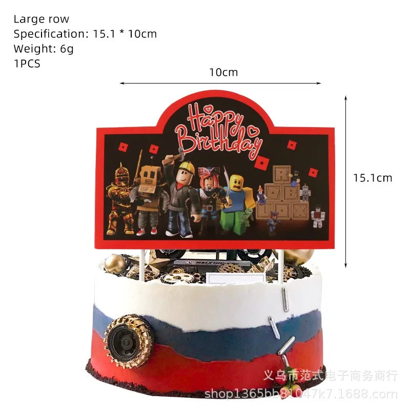 Game Roblox Cartoon Party Theme Birthday Supplies Balloon Banner Cake Topper Tableware Set Decorative Anime Peripheral Gifts Good Vibrations