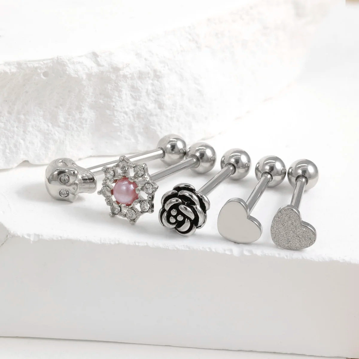 14G Stainless Steel Tongue Rings Straight Barbells Heart Shape Skull Shape Rose Shape Tongue Piercing Jewelry Good Vibrations Adult Super Store