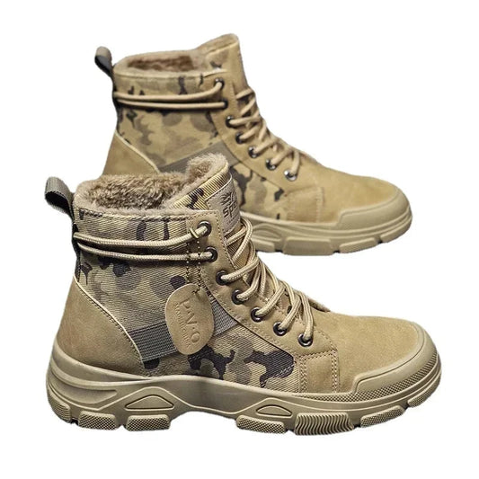Camouflage Boots for Men Autumn Winter Platform Boots Outdoor High-top Shoes Men Ankle Boots Buty Robocze Meskie Good Vibrations