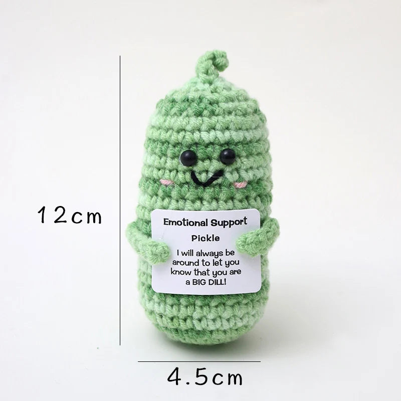 Positive Energy Duck Doll Hug Pocket Mini Handmade Plush Wool Knitting Dolls Funny Emotional Support Crochet Gift for Birthday Good Vibrations