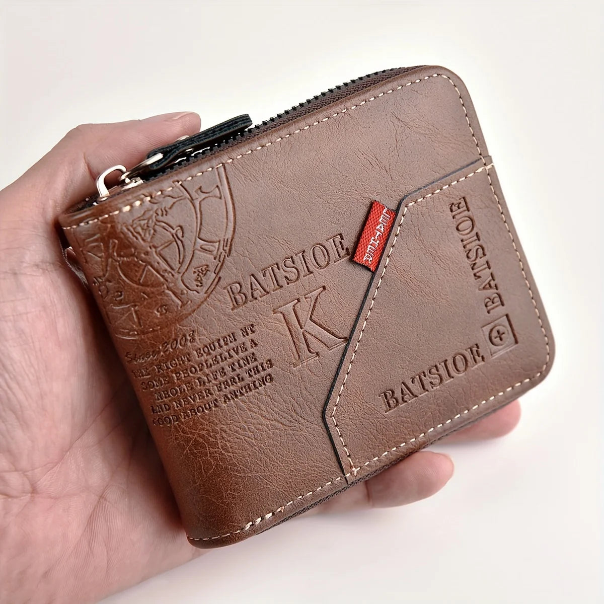 Men's Wallet Made of PU Wax Oil Skin Purse for Men Coin Purse Short Male Card Holder Wallets Zipper Around Money Coin Purse Good Vibrations