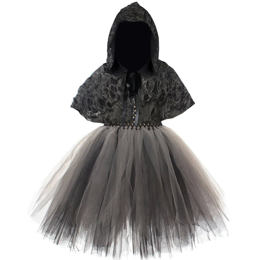 Halloween Grim Dresses Horror Death Cosplay Black Cloak Costume kids Girls Party Clothes Halloween Dress Demon Ghosts Costume Good Vibrations