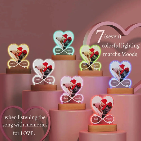 Custom Couples Gifts Personalized Photo Frame With Night Light Anniversary Valentine's Day Gifts for Women Men Girlfriend Him Good Vibrations Adult Super Store