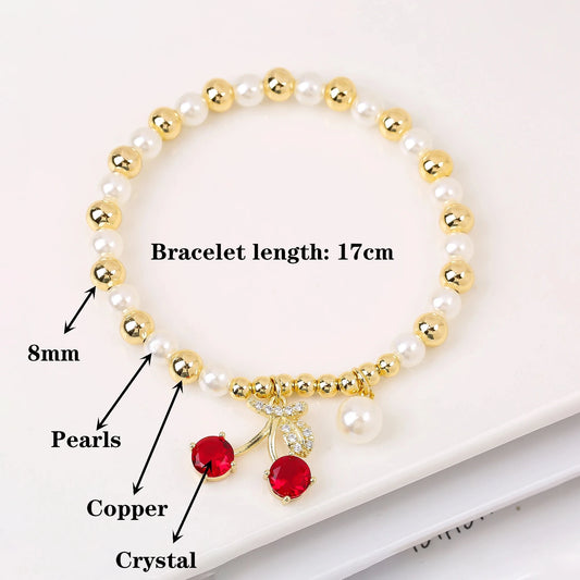 3pcs Hot Sale Shiny Zirconia Crystal Cherry Necklace Bracelet Earrings Jewelry Set Fashion for Woman Girl Wedding Lucky Jewelry Good Vibrations Adult Super Store