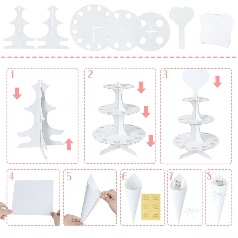 Kraft Paper Wedding Tray Confetti Cone Stand Box Tray Rustic Wedding Decoration Wedding Confetti Cones Wedding Cones  Set supply Good Vibrations