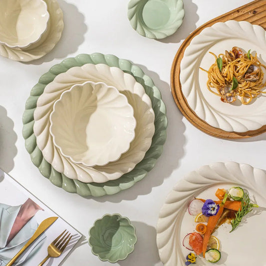 Early Spring Simple Dish Set Home Ins Wind Ceramic Tableware Light Luxury Modern Good Vibrations