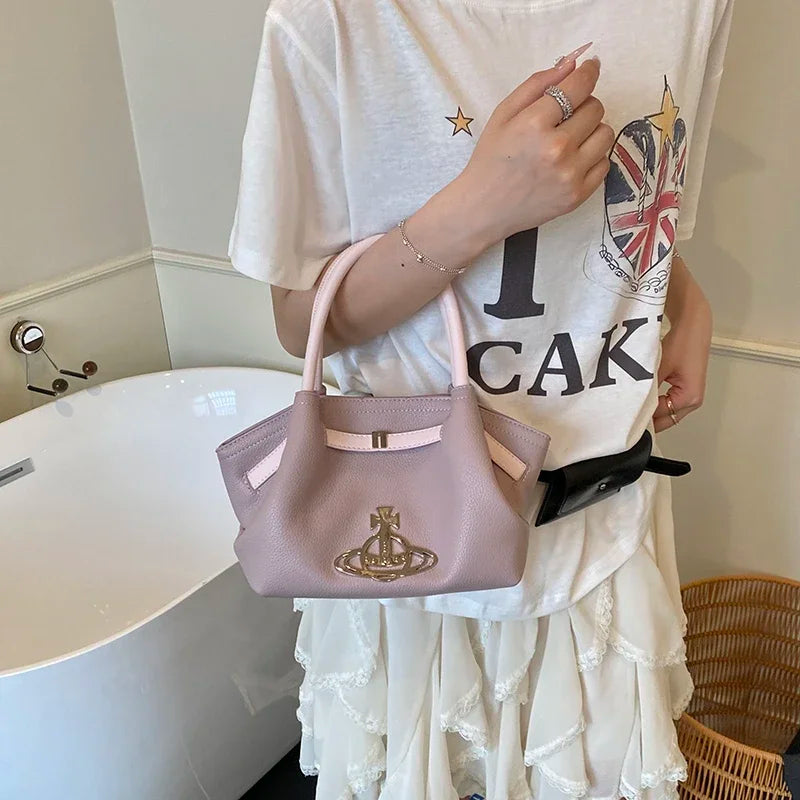 Classic Designer Paris Fashion Tote Messenger Purse Shopper Bag Elegant Leather Solid Color Commuter Good Vibrations