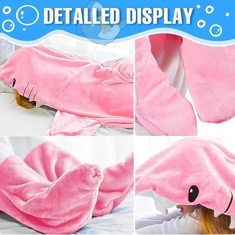 Shark Cosplay Onesie Pajamas Flannel Loose Couple Adult Camping Sleeping Bag Wearable Blanket Funny Gifts Pajama Party Costume Good Vibrations