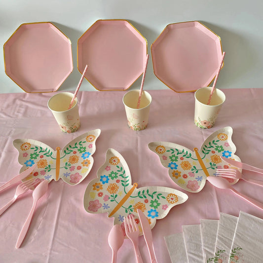 Birthday Party Decoration Butterfly Disposable Tableware Paper Plate Cups Napkin Happy Birthday Party Decoration Good Vibrations