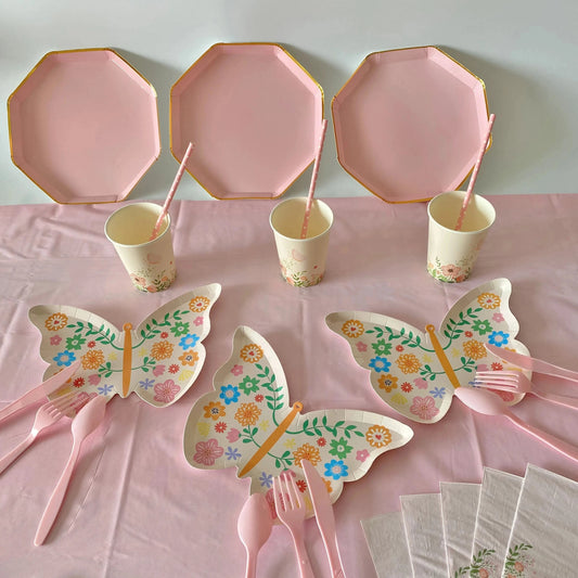 Birthday Party Decoration Butterfly Disposable Tableware Paper Plate Cups Napkin Happy Birthday Party Decoration Good Vibrations
