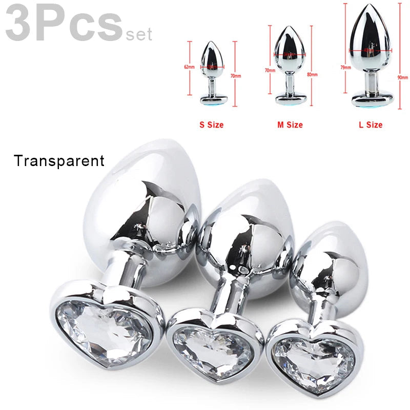SM 3Pcs/Set Adult Erotic Masturbation Goods Heart Shape Anal Plug Dilator Prostate Massager Fetish Gay Role Play Butt Stimulator GOOD Vibrations