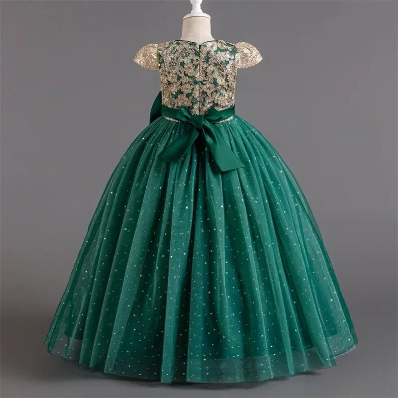 2024 Teen Girls Bridesmaid Flower Dresses for Wedding Elegant Luxury Party Sequin Lace Princess Evening Dress Birthday Prom Gown Good Vibrations