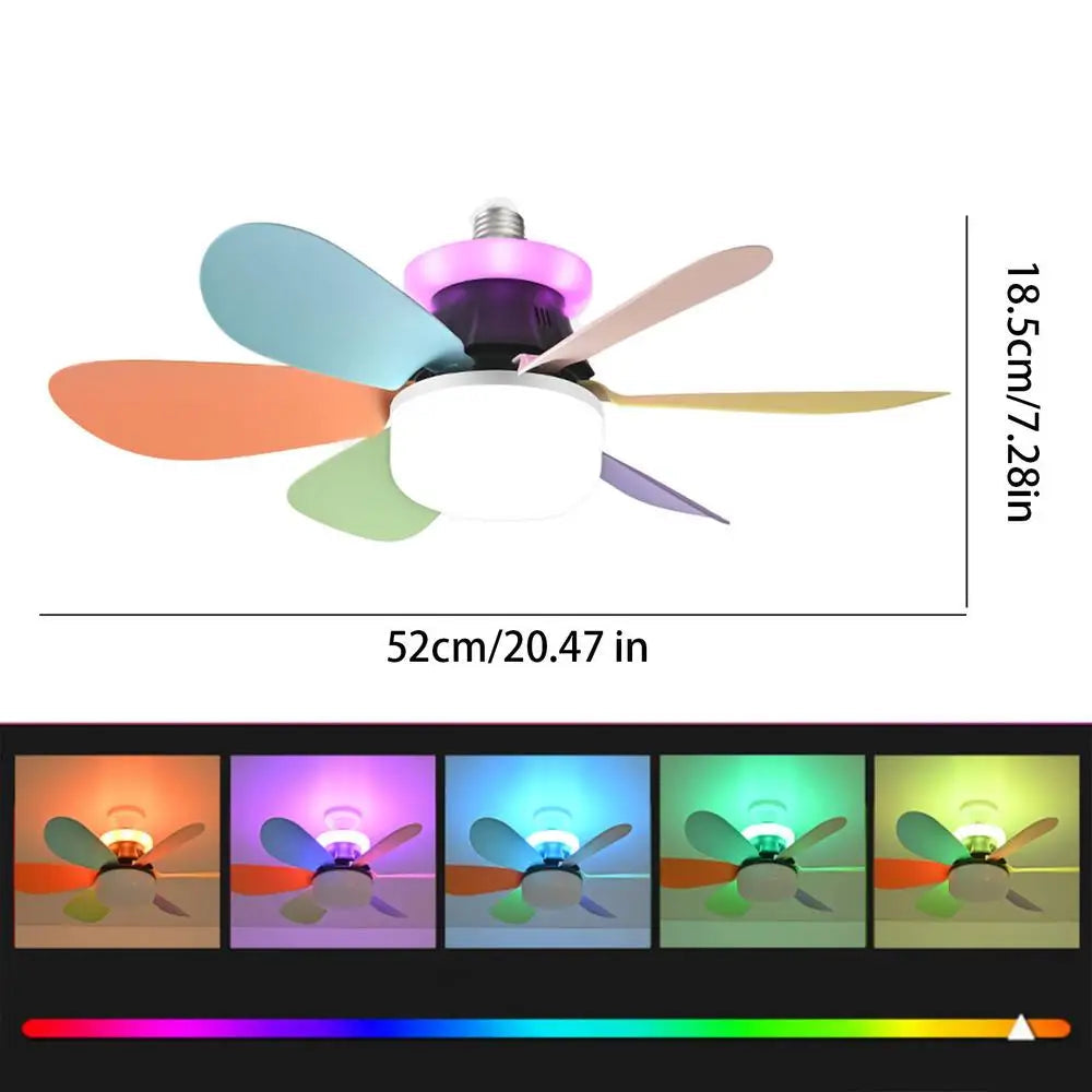1 Set 40W Fan Light Snaps-on Detachable Fan Blade Design Household Silent RGB Dimming Fan Light For Bathroom Bedroom Kitchen Good Vibrations