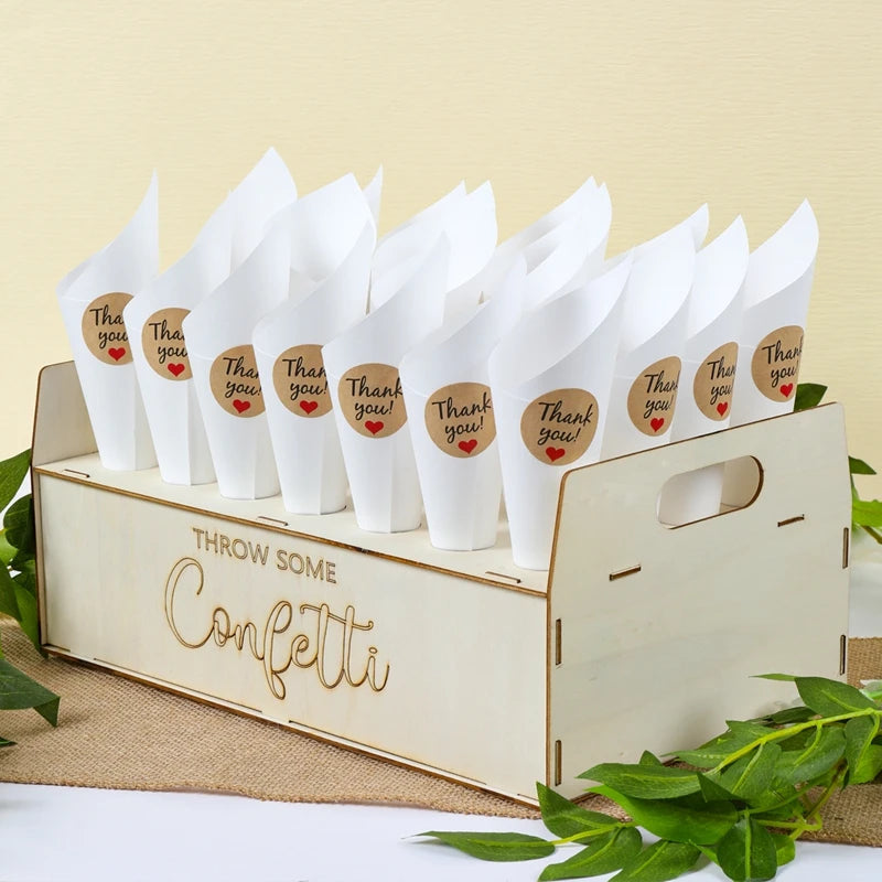 Kraft Paper Wedding Tray Confetti Cone Stand Box Tray Rustic Wedding Decoration Wedding Confetti Cones Wedding Cones Set supply Good Vibrations