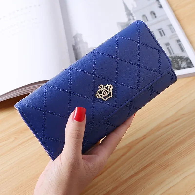 Plaid Long Wallet Women's PU Leather Slim Card Holder Coin Purse Phone Bag Money Organizer Fashion Wallet Good Vibrations