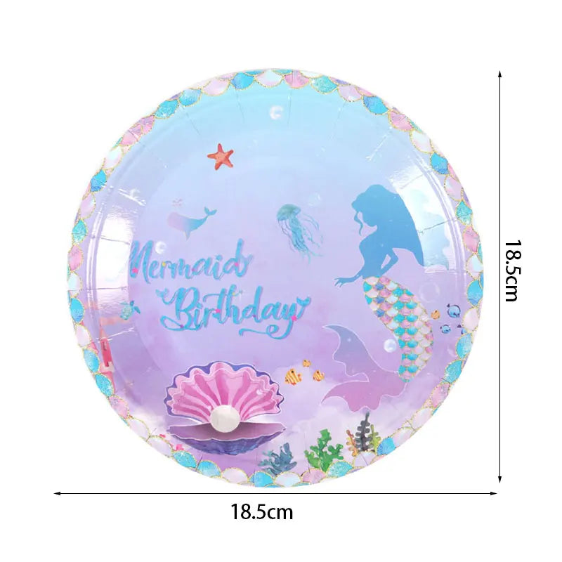 Mermaid Party Decorations Supplies Mermaid Disposable Plates Cup Napkins Set for Girls Baby Shower Mermaids Princess Birthday Good Vibrations