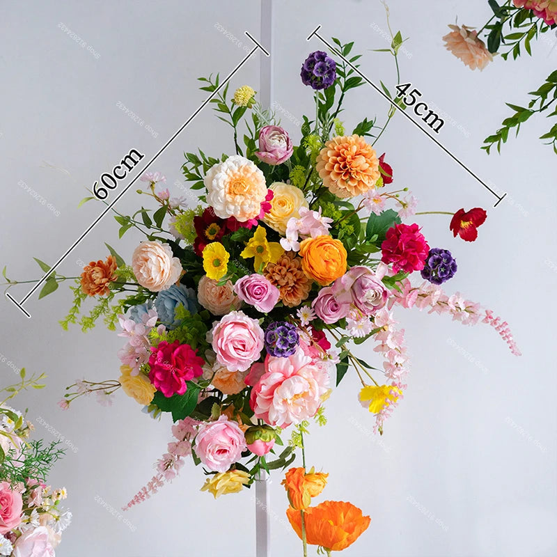 Wedding Decoration Outdor Artificial Flowers Decor Hanging Flower Row Road Leading Floor Flower Row Flower Ball Floral Backdrop Good Vibrations
