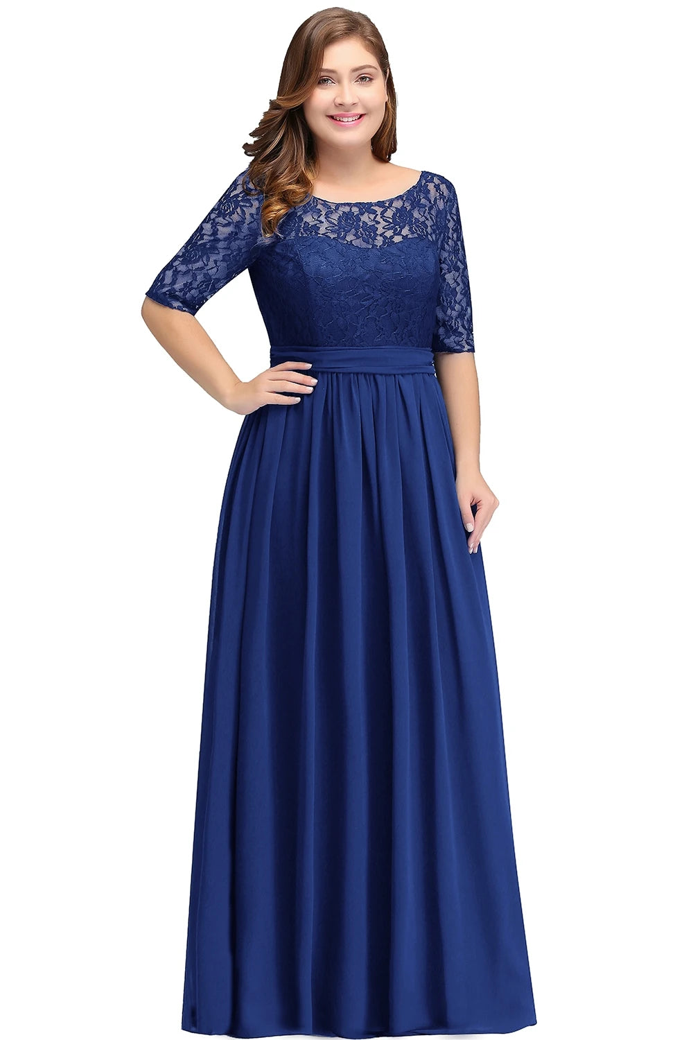 Women Plus Size Lace Chiffon Bridesmaid Dresses Long For Wedding Elegant A Line Evening Party Gown Guest Prom Vestidos De Soiree