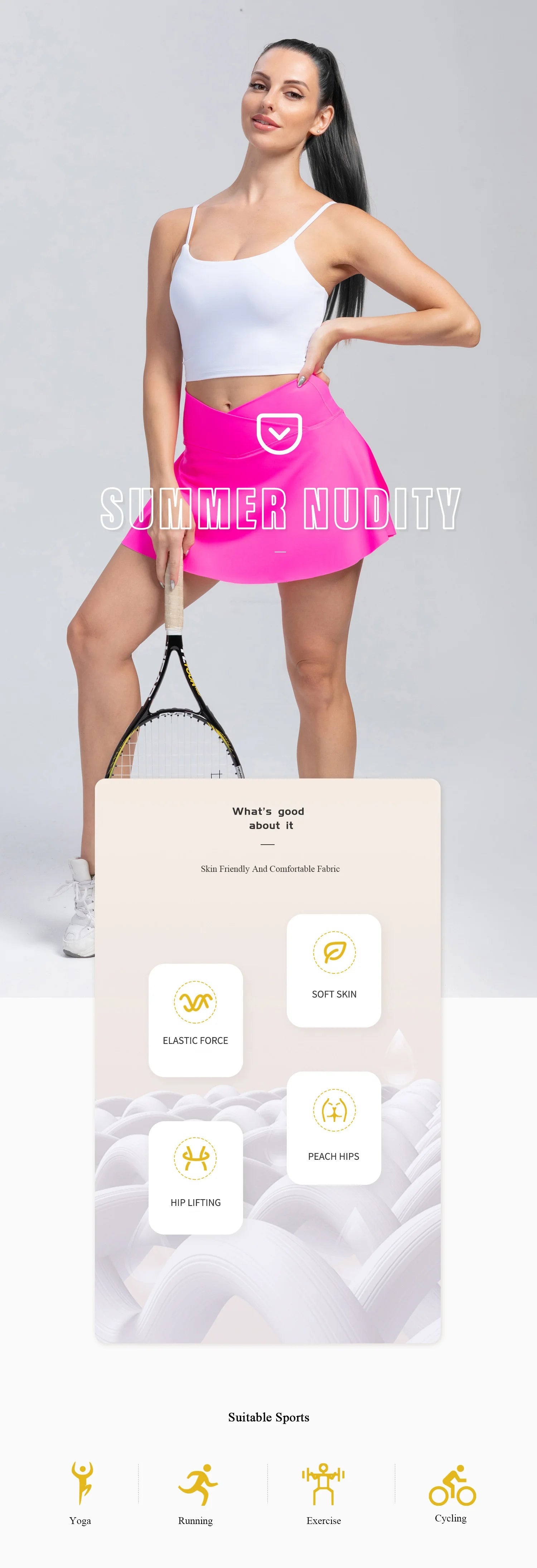 Women Pleated Tennis Skirt With Pockets Shorts Athletic Skirts Crossover Breathable Athletic Golf Skorts Workout Sports Skirts Good Vibrations