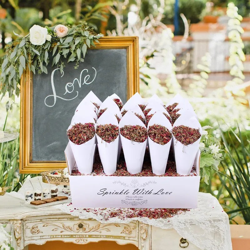 Kraft Paper Wedding Tray Confetti Cone Stand Box Tray Rustic Wedding Decoration Wedding Confetti Cones Wedding Cones Set supply Good Vibrations