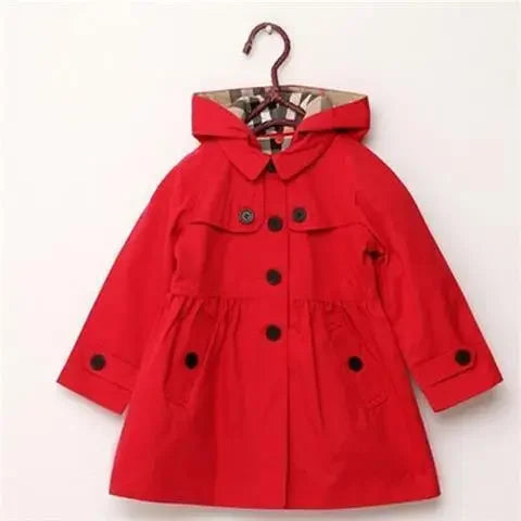 Children Girls Sweatshirt New Spring Autumn Birthday Present Long Style Hooded Coat for Girl Kids Jacket Red Windbreaker Coat Good Vibrations