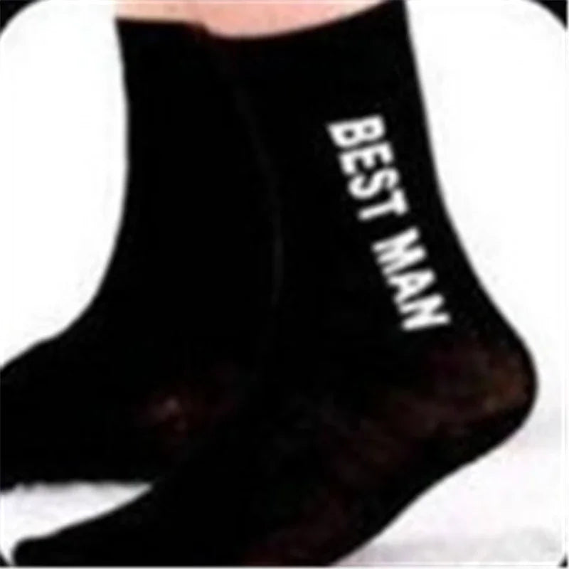 New Funny Wedding Socks Black Groomsmen gift Best Man Groom Happy Wedding gift Good Vibrations
