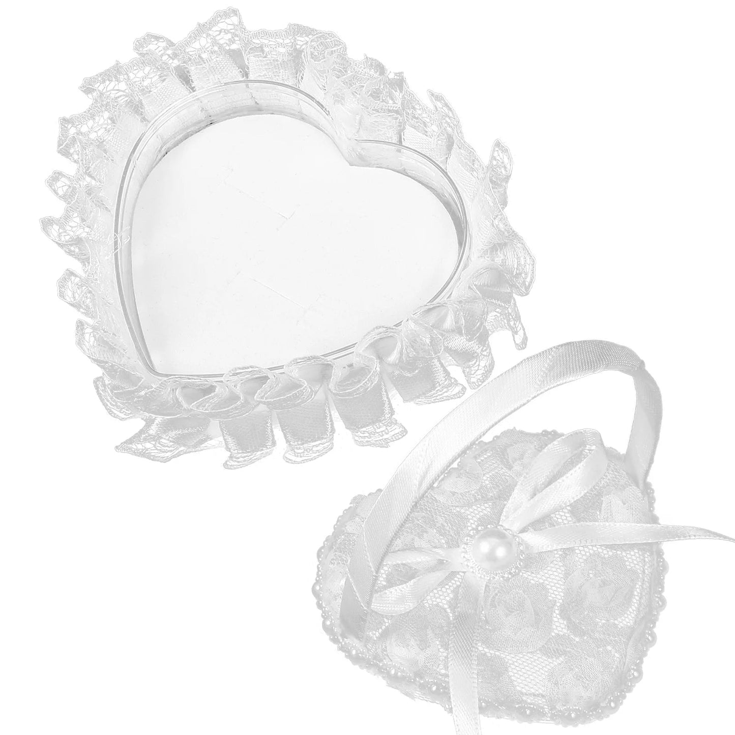 Mini Lace Ring Box Satin Wedding Ring Pillows With Handle Heart Shape Ceremony Bridal Party Supplies Festive Decorations Good Vibrations