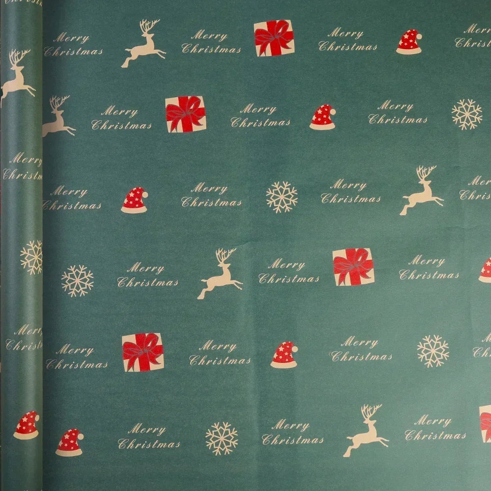24/1Rolls Christmas Xmas Tree Santa Claus Snowflake Wrapping Paper DIY Craft Gifts Packaging Paper Party Home Decoration Good Vibrations