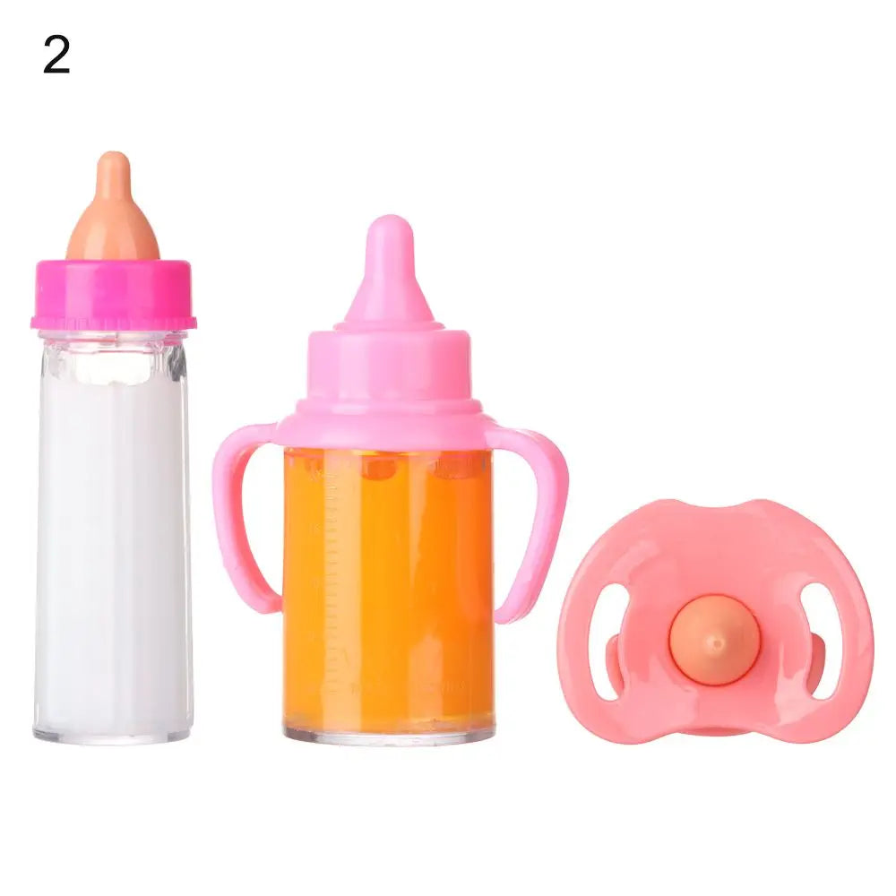 18inch Baby Doll Magic Milk Juice Bottles+Pacifier Bibs fit Newborn Baby Dolls, Plastic Nipple Bottle For Toys Reborn Dolls Good Vibrations